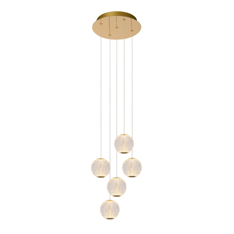 Lucide CINTRA - Suspension - Ø 32 cm - LED Dim. - 5x4,7W 2700K - Transparent