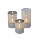 Lucide VELAS - Lampe de table - Piles - Ø 8 cm - LED - 3x0,2W 2700K - Fumé - Ensemble de 3