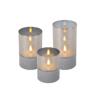 Lucide VELAS - Lampe de table - Piles - Ø 8 cm - LED - 3x0,2W 2700K - Fumé - Ensemble de 3