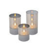Lucide VELAS - Lampe de table - Piles - Ø 8 cm - LED - 3x0,2W 2700K - Fumé - Ensemble de 3