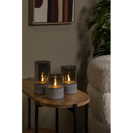 Lucide VELAS - Lampe de table - Piles - Ø 8 cm - LED - 3x0,2W 2700K - Fumé - Ensemble de 3
