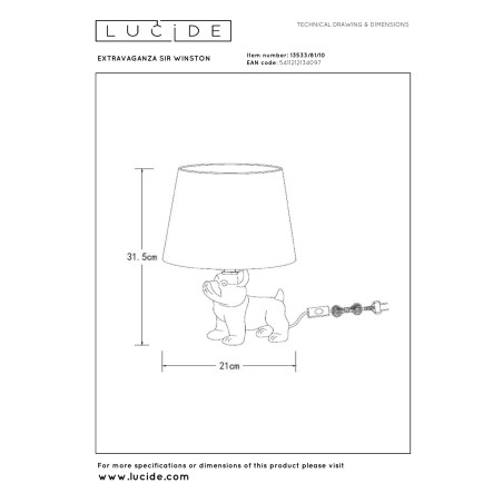 Lucide EXTRAVAGANZA SIR WINSTON - Lampe de table - 1xE14 - Or
