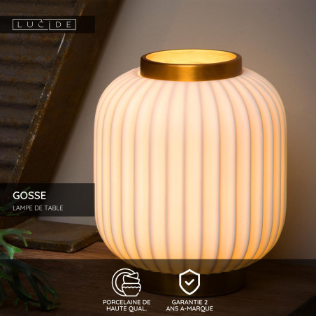 Lucide GOSSE - Lampe de table - Ø 19,5 cm - 1xE14 - Blanc