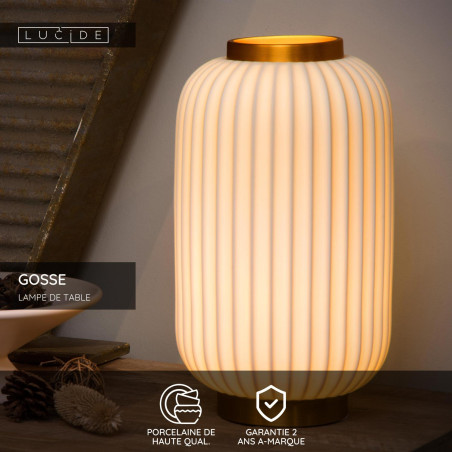 Lucide GOSSE - Lampe de table - Ø 19,7 cm - 1xE14 - Blanc