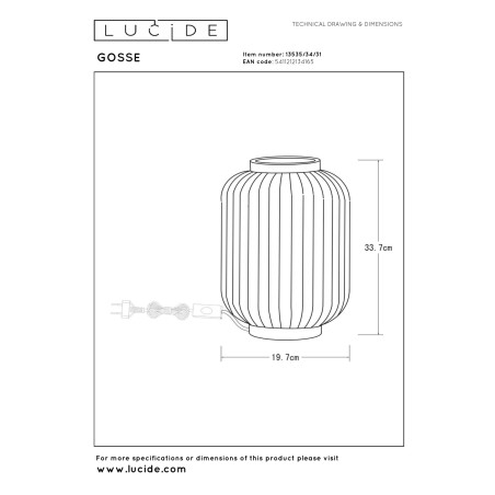 Lucide GOSSE - Lampe de table - Ø 19,7 cm - 1xE14 - Blanc