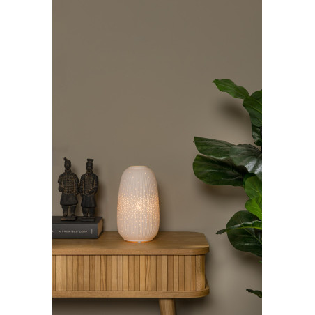 Lucide FLORES - Lampe de table - Ø 14,1 cm - 1xE14 - Blanc