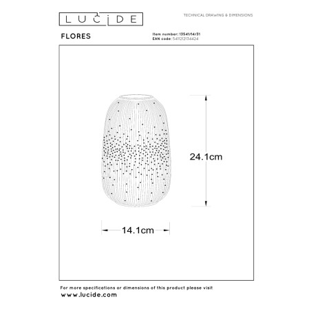 Lucide FLORES - Lampe de table - Ø 14,1 cm - 1xE14 - Blanc