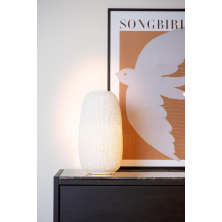Lucide FLORES - Lampe de table - Ø 17,5 cm - 1xE14 - Blanc