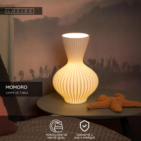 Lucide MOMORO - Lampe de table - 1xE14 - Blanc - L 19,7 x P 19,7 x H 29,4 cm
