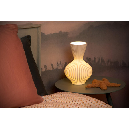 Lucide MOMORO - Lampe de table - 1xE14 - Blanc - L 19,7 x P 19,7 x H 29,4 cm