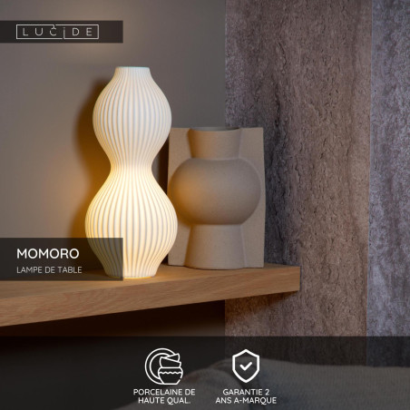 Lucide MOMORO - Lampe de table - 1xE14 - Blanc - L 17,8 x P 17,8 x H 40,2 cm