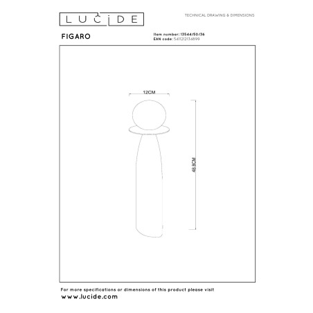 Lucide FIGARO - Lampe de table - Ø 12 cm - 1xG9 - Gris - H 48,8 cm