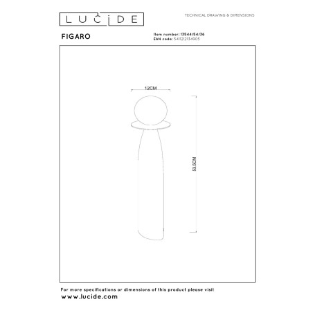 Lucide FIGARO - Lampe de table - Ø 12 cm - 1xG9 - Gris - H 53,5 cm