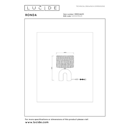 Lucide RONDA - Lampe de table - 1xE27 - Blanc