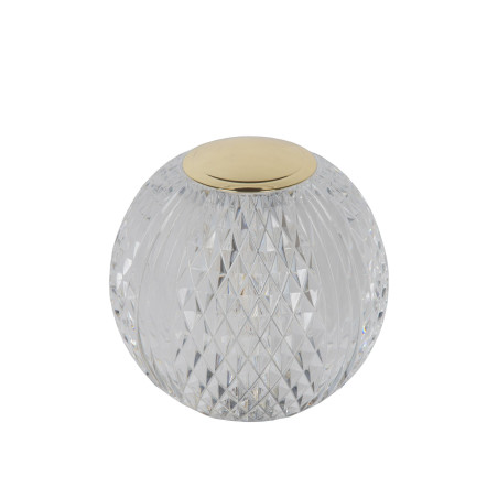 Lucide CINTRA - Lampe de table Rechargeable - Batterie/Piles - Ø 11 cm - LED 3 StepDim - 1x2W 2700K - Transparent