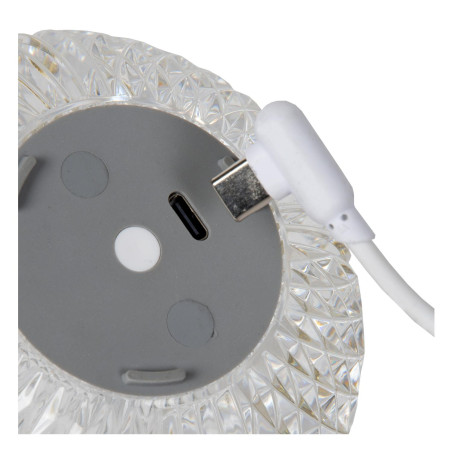 Lucide CINTRA - Lampe de table Rechargeable - Batterie/Piles - Ø 11 cm - LED 3 StepDim - 1x2W 2700K - Transparent