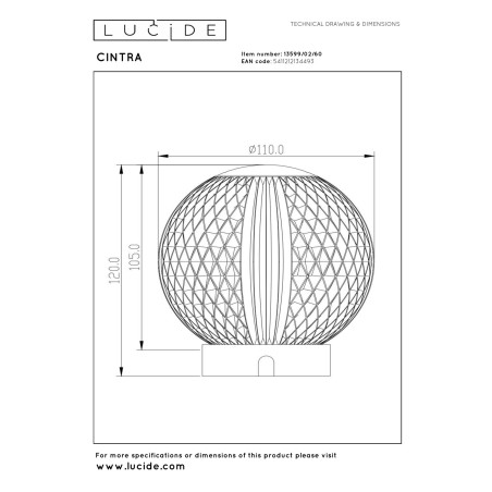 Lucide CINTRA - Lampe de table Rechargeable - Batterie/Piles - Ø 11 cm - LED 3 StepDim - 1x2W 2700K - Transparent