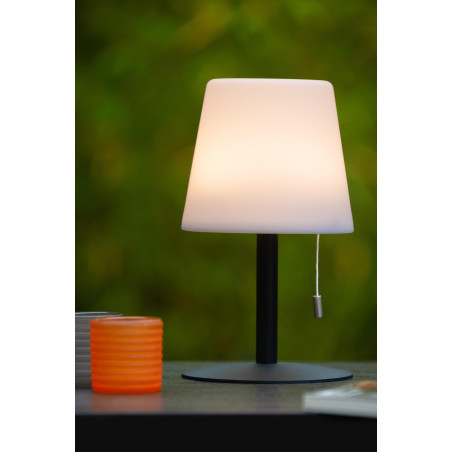 Lucide RIO - Lampe de table Rechargeable Intérieur/Extérieur - Batterie/Piles - Ø 15,5 cm - LED Dim. - 1x1,8W 3000K - IP44 -
