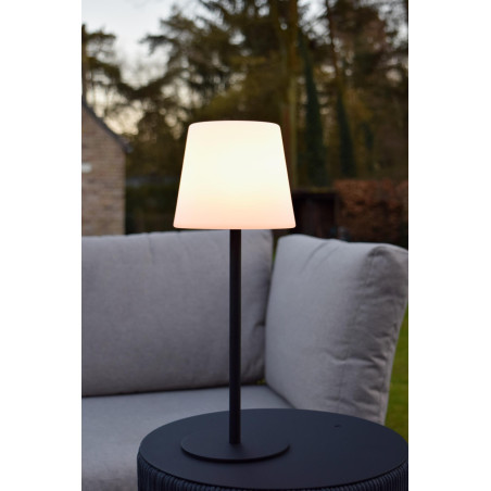 Lucide TYON - Lampe de table Rechargeable Intérieur/Extérieur - Batterie/Piles - LED Dim. - 1x2W 2700K - IP65 - Noir