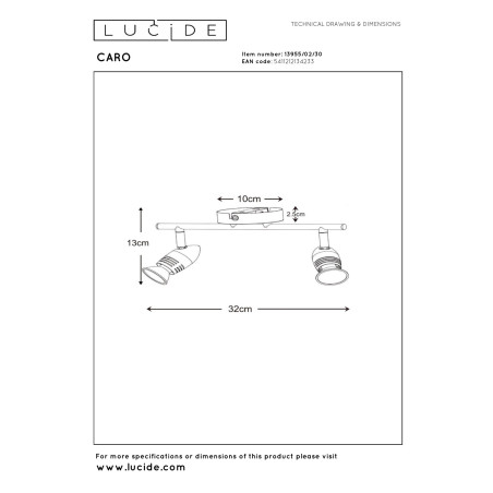 Lucide CARO - Spot plafond - 2xGU10 (MR16) - Noir