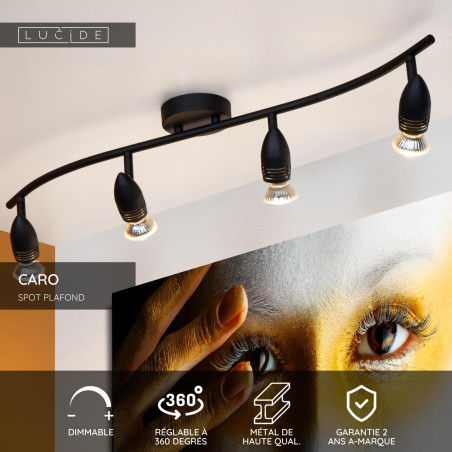 Lucide CARO - Spot plafond - 4xGU10 (MR16) - Noir