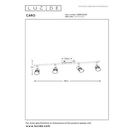 Lucide CARO - Spot plafond - 4xGU10 (MR16) - Noir