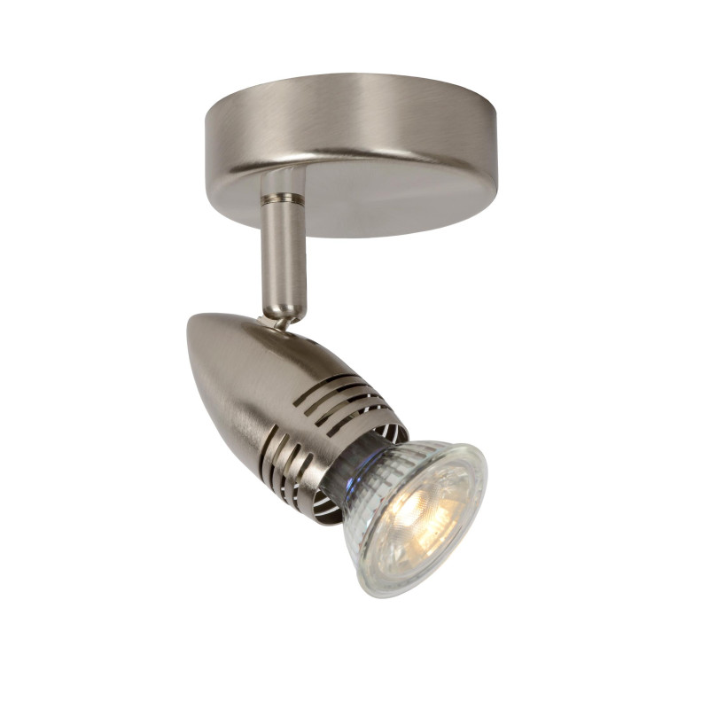 Lucide CARO-LED - Spot plafond - Ø 9 cm - LED - GU10 (MR16) - 1x5W 2700K - Chrome Dépoli