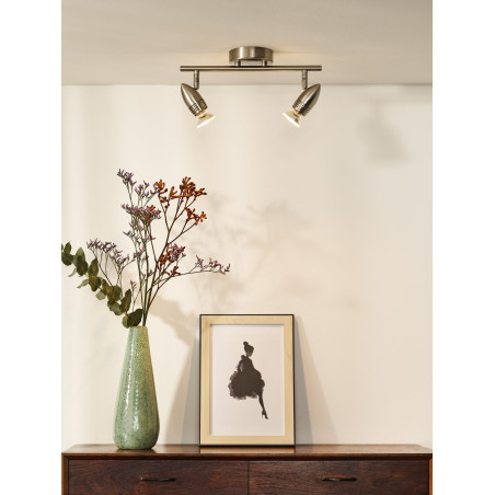 Lucide CARO-LED - Spot plafond - LED - GU10 (MR16) - 2x5W 2700K - Chrome Dépoli