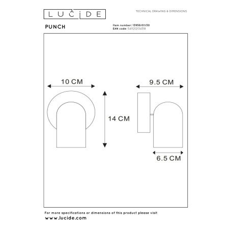 Lucide PUNCH - Spot plafond - 1xGU10 (MR16) - Noir