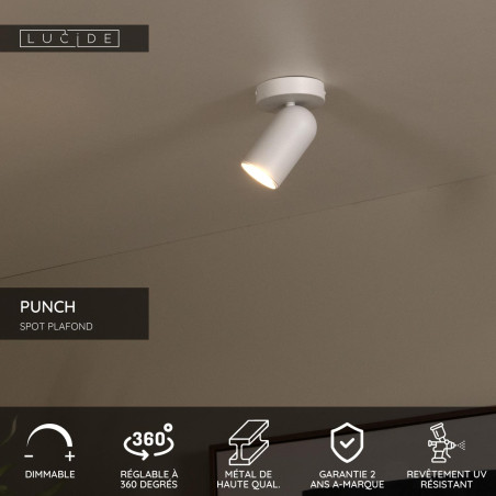 Lucide PUNCH - Spot plafond - 1xGU10 (MR16) - Blanc