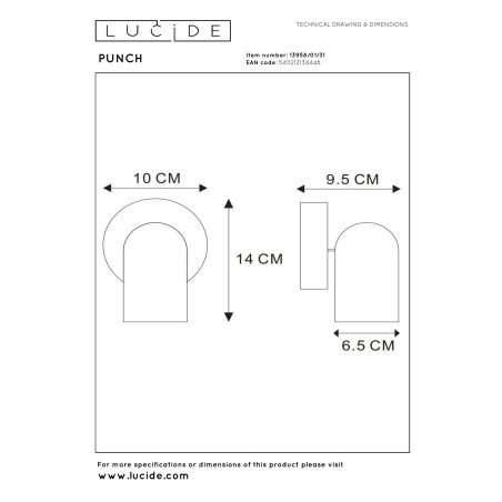 Lucide PUNCH - Spot plafond - 1xGU10 (MR16) - Blanc