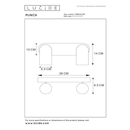 Lucide PUNCH - Spot plafond - 2xGU10 (MR16) - Noir