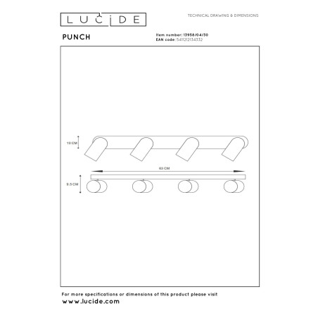 Lucide PUNCH - Spot plafond - 4xGU10 (MR16) - Noir
