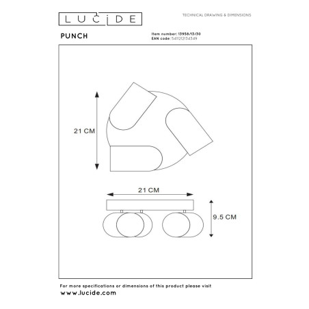Lucide PUNCH - Spot plafond - Ø 21 cm - 3xGU10 (MR16) - Noir