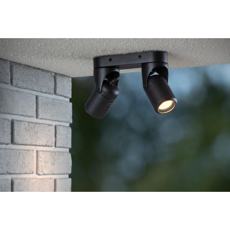 Lucide NIORT - Spot plafond Intérieur/Extérieur - 2xGU10 (MR16) - IP44 - Noir