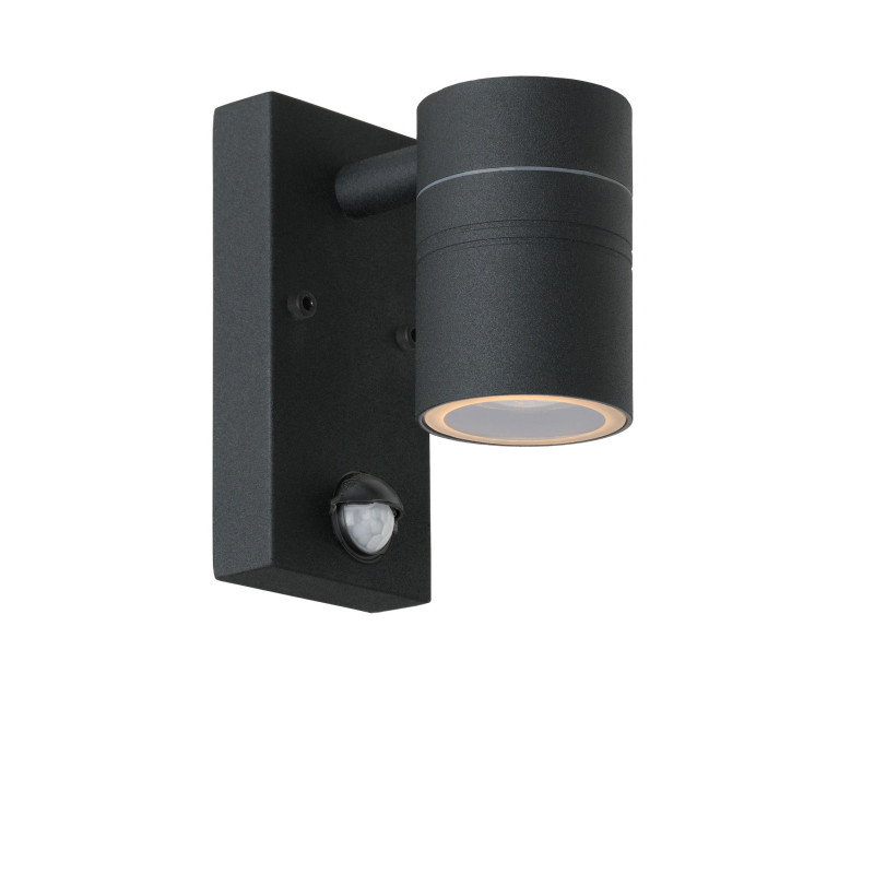 Lucide ARNE-LED IR - Spot mural / Applique mural Intérieur/Extérieur - Ø 6,3 cm - LED - GU10 (MR16) - H 16,3 cm - Noir