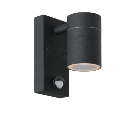 Lucide ARNE-LED IR - Spot mural / Applique mural Intérieur/Extérieur - Ø 6,3 cm - LED - GU10 (MR16) - H 16,3 cm - Noir