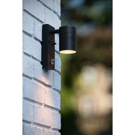 Lucide ARNE-LED IR - Spot mural / Applique mural Intérieur/Extérieur - Ø 6,3 cm - LED - GU10 (MR16) - H 16,3 cm - Noir