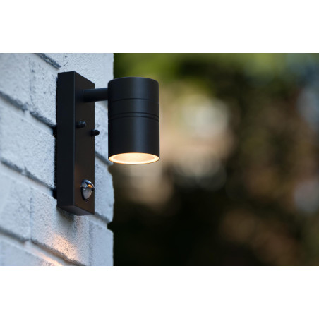 Lucide ARNE-LED IR - Spot mural / Applique mural Intérieur/Extérieur - Ø 6,3 cm - LED - GU10 (MR16) - H 16,3 cm - Noir