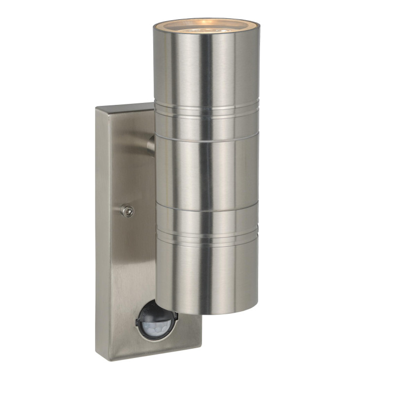Lucide ARNE-LED IR - Spot mural / Applique mural Intérieur/Extérieur - Ø 6,3 cm - LED - GU10 (MR16) - H 22,5 cm - Chrome Dépoli