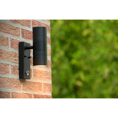 Lucide ARNE-LED IR - Spot mural / Applique mural Intérieur/Extérieur - Ø 6,3 cm - LED - GU10 (MR16) - H 22,5 cm - Noir