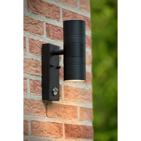 Lucide ARNE-LED IR - Spot mural / Applique mural Intérieur/Extérieur - Ø 6,3 cm - LED - GU10 (MR16) - H 22,5 cm - Noir