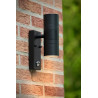 Lucide ARNE-LED IR - Spot mural / Applique mural Intérieur/Extérieur - Ø 6,3 cm - LED - GU10 (MR16) - H 22,5 cm - Noir