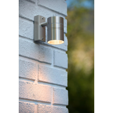 Lucide ARNE-LED - Spot mural / Applique mural Intérieur/Extérieur - Ø 6,3 cm - LED - GU10 (MR16) - 1x5W 2700K - IP44 - Chrome