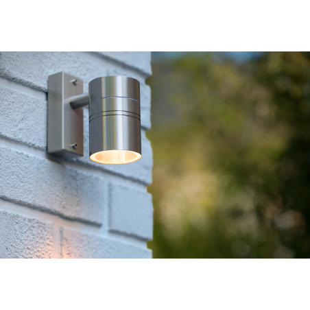 Lucide ARNE-LED - Spot mural / Applique mural Intérieur/Extérieur - Ø 6,3 cm - LED - GU10 (MR16) - 1x5W 2700K - IP44 - Chrome