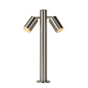 Lucide ARNE-LED - Borne extérieur - Ø 6,3 cm - LED - GU10 (MR16) - 2x5W 2700K - IP44 - Chrome Dépoli