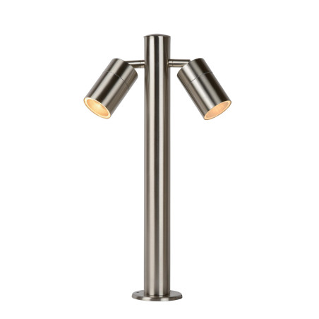 Lucide ARNE-LED - Borne extérieur - Ø 6,3 cm - LED - GU10 (MR16) - 2x5W 2700K - IP44 - Chrome Dépoli