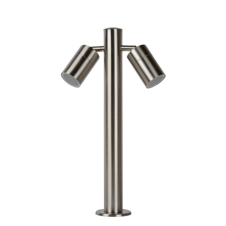 Lucide ARNE-LED - Borne extérieur - Ø 6,3 cm - LED - GU10 (MR16) - 2x5W 2700K - IP44 - Chrome Dépoli