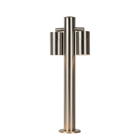 Lucide ARNE-LED - Borne extérieur - Ø 6,3 cm - LED - GU10 (MR16) - 2x5W 2700K - IP44 - Chrome Dépoli