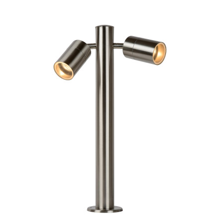Lucide ARNE-LED - Borne extérieur - Ø 6,3 cm - LED - GU10 (MR16) - 2x5W 2700K - IP44 - Chrome Dépoli